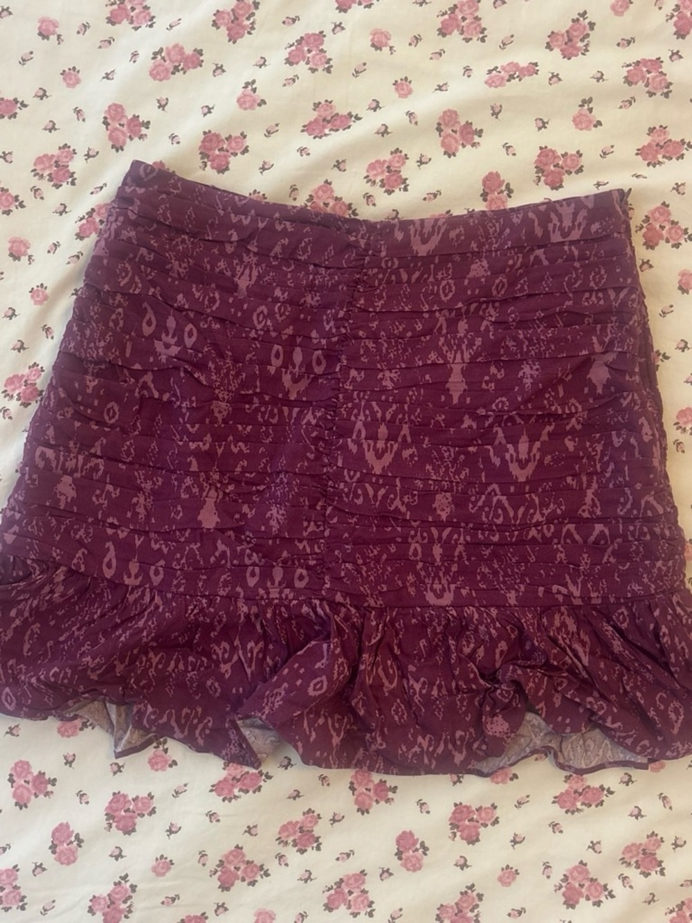 H&M Plum Patterned Ruffled Mini Skirt